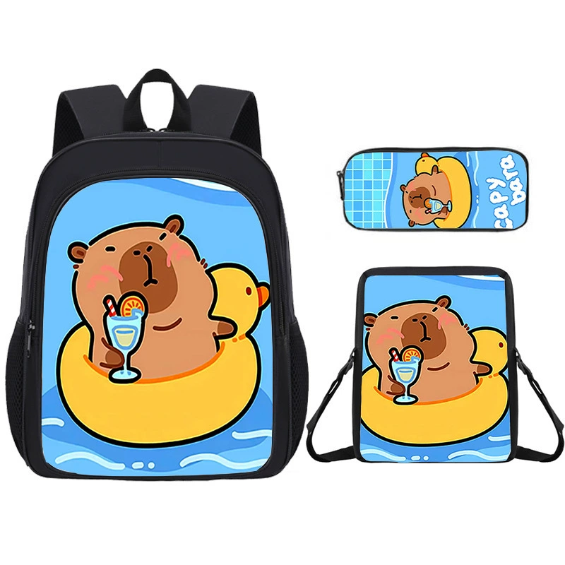 Cartoon capacious school bag for students, double-layer backpack, pencil case, new collection