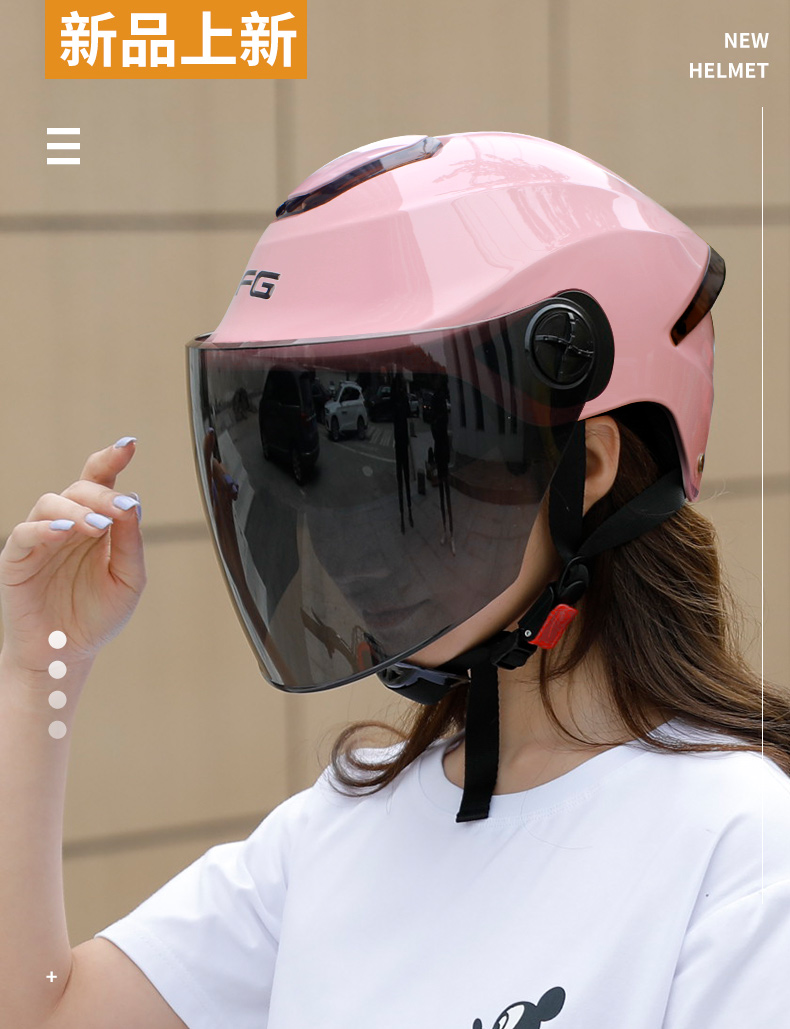 Dfg3C Certified Battery Electric Vehicle Helmet for Women, Summer and All-Season Use, Half Helmet for Men, Motorcycle Safety Helmet