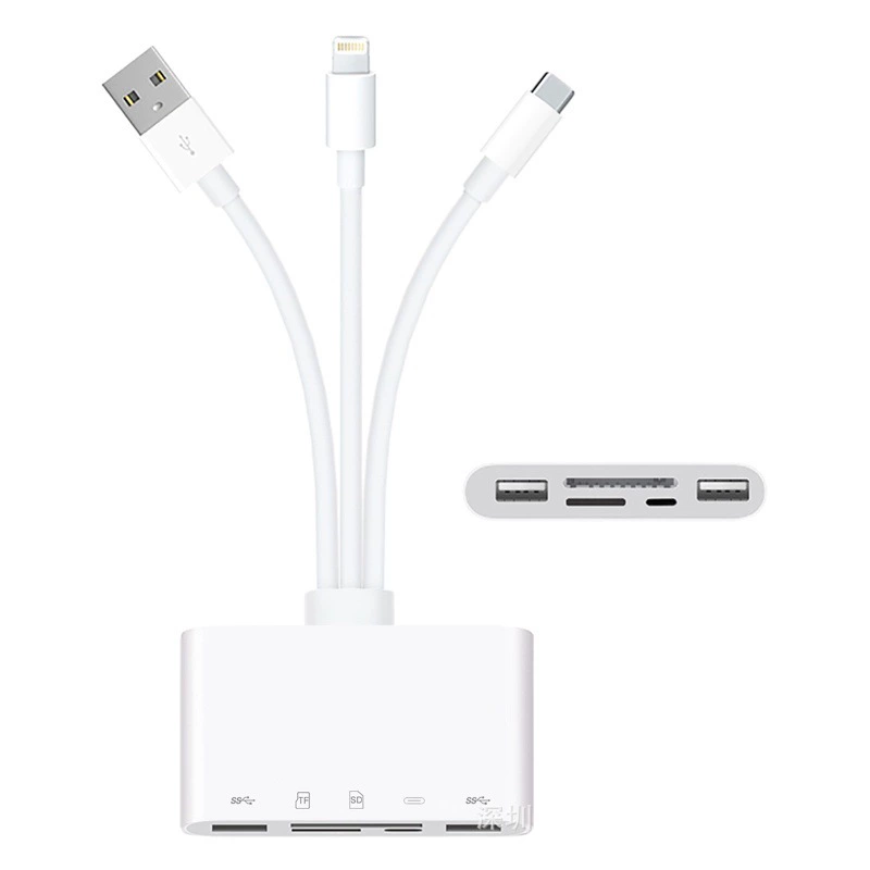 Мульти-адаптер USB TypeC U-диск TFSD-конвертер для мобильного телефона Android Apple Кардридер 5-в-1