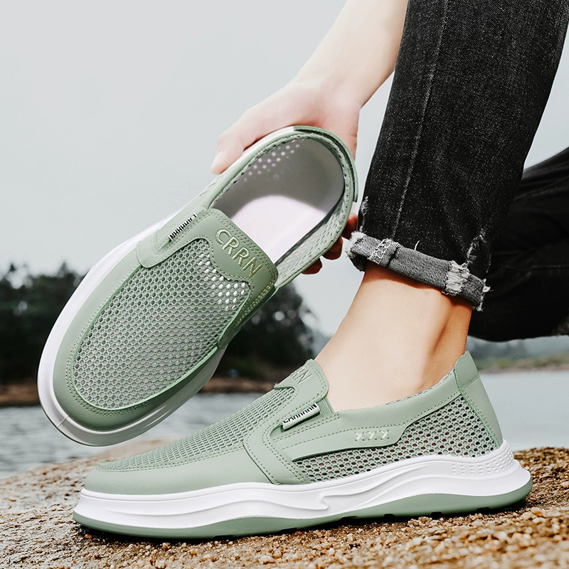Summer breathable slip-ons, sports casual footwear for leisure, sports shoes, walking shoes, for middle age, soft sole