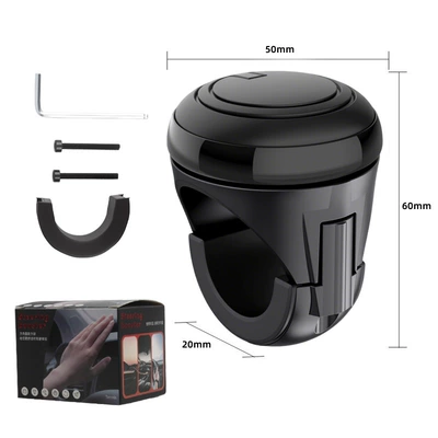 Car Steering Wheel Power Ball Universal Car Accessory 360 ° Rotating Assist Device with Metal Bearings for Steering Wheel Power Assist (Steering wheel booster) - black-a