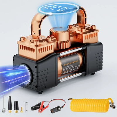 Exterminator 300W Car Air Pump Suv Off-Road Vehicle Pickup Truck Double-Cylinder High-Pressure Car Tire Pump 12V (Hava nasosu)