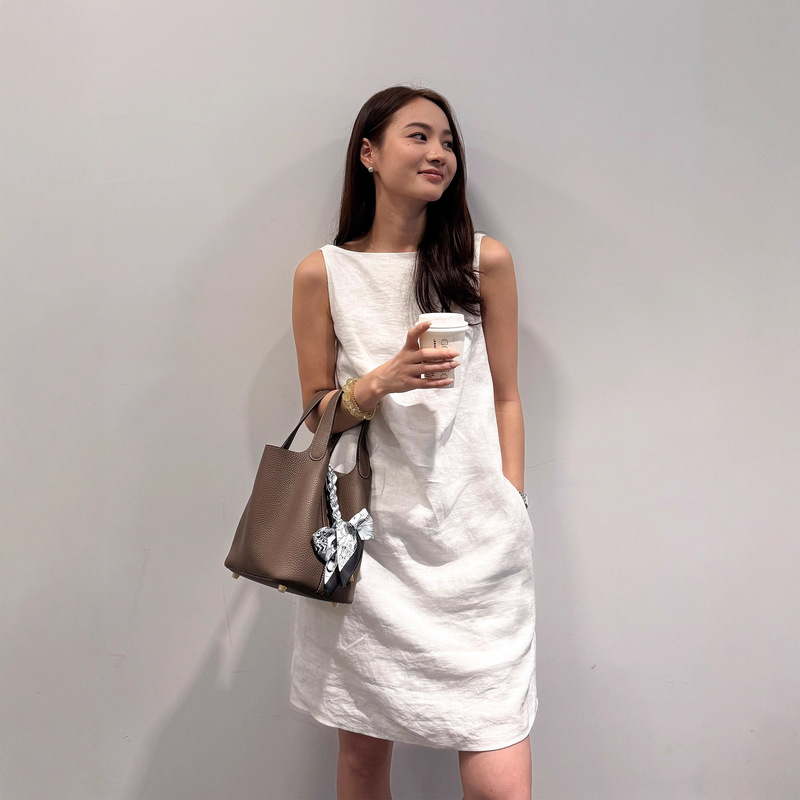 [High-Quality Goods] 100% French Normandy Linen Backless White Spaghetti Strap Dress, Women's Casual Short Tank Dress