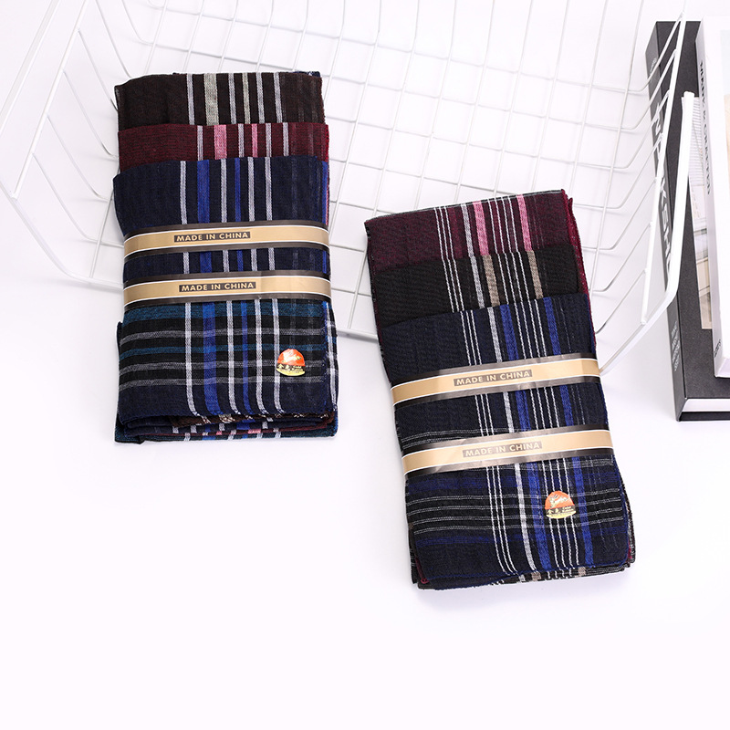 Direct sales from the manufacturer, exported to Africa and South America, classic men's polyester woven 446D plaid striped handkerchief