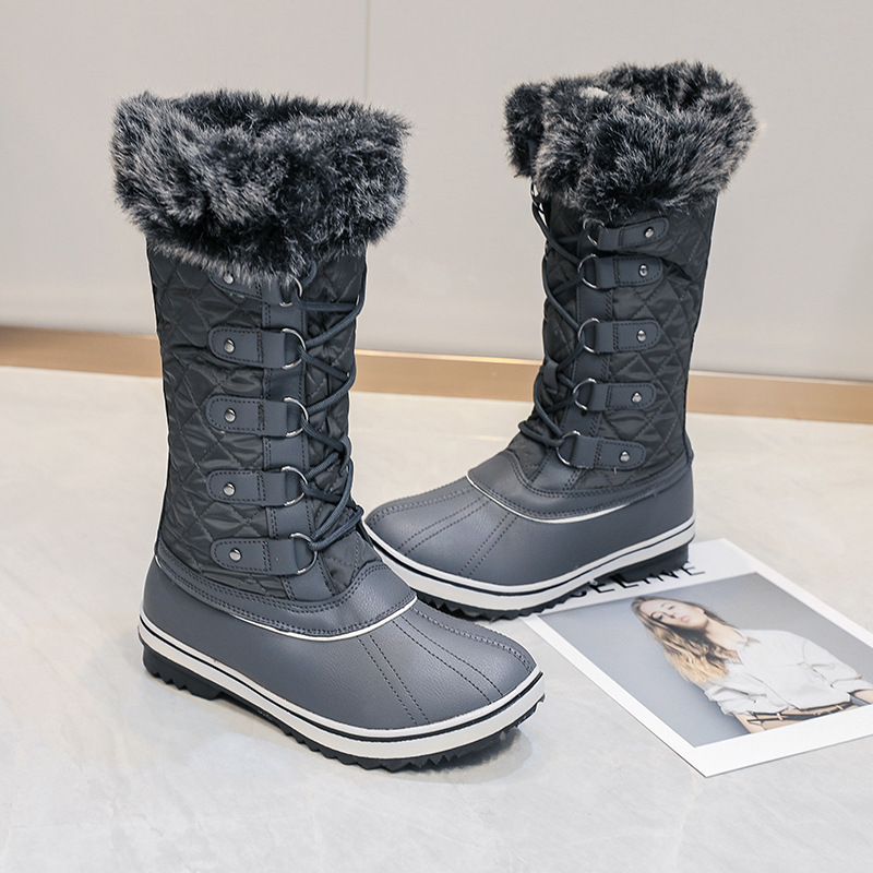 Transfronterizo en la acción de comercio exterior europeo y americano más tamaño alto leggings plana de lana gruesa botas de nieve caliente fábrica al por mayor de una sola pieza de entrega