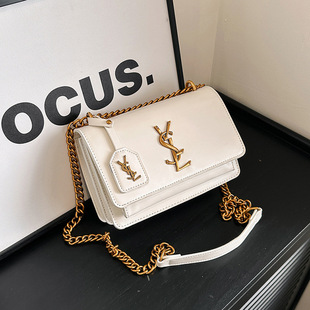 High-End Women's Bags 2024 New Style French Chain Shoulder Bag Trendy Crossbody Bag Small Square Bag
