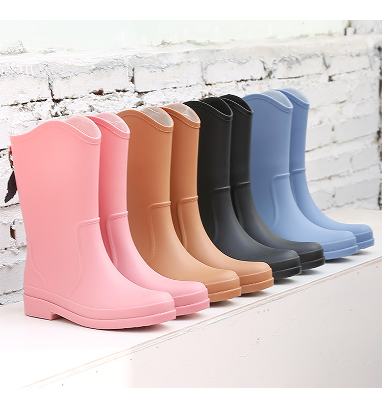 Women's Shoes thick soled outdoor women's plus velvet rain boots, fashionable high top non slip and waterproof rain boots for women_voghion.com
