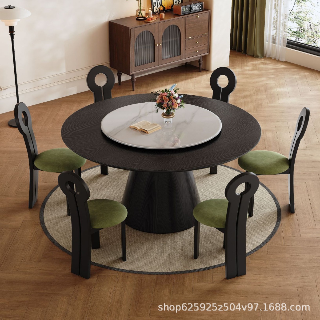 French Retro Style Solid Wood Dining Table and Chairs New Restaurant Home Large Round Table Living Room Small Apartment Ash Wood Dining Table