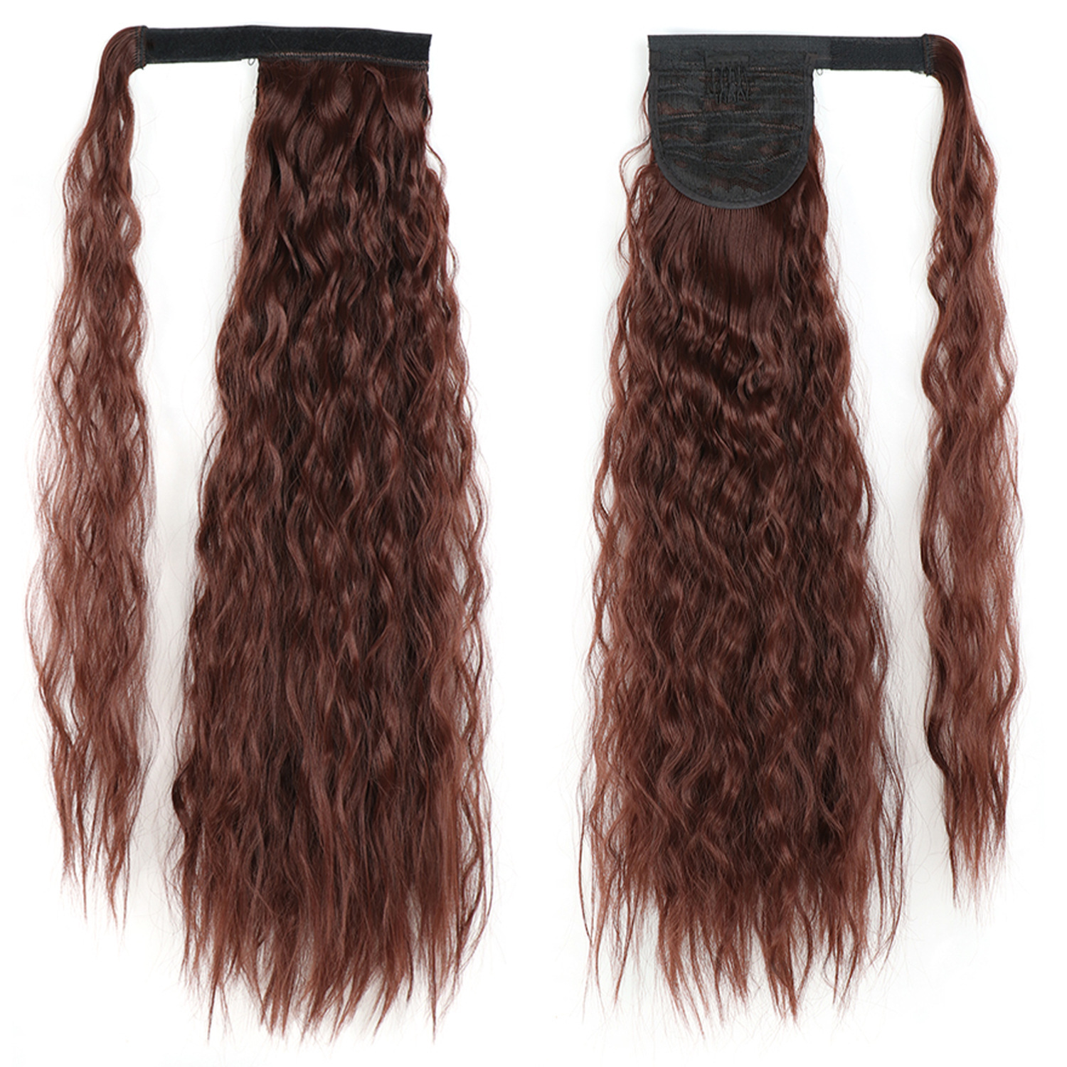 55CM seda europea y americana de alta temperatura velcro de maíz velcro de cabello largo rizado agua cola de caballo pelucas onduladas