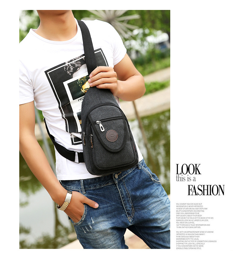 New men's chest bags, Korean-style single-shoulder bags, crossbody bags, men's and women's backpacks, Korean-style casual canvas bags, wholesale from manufacturers undefined