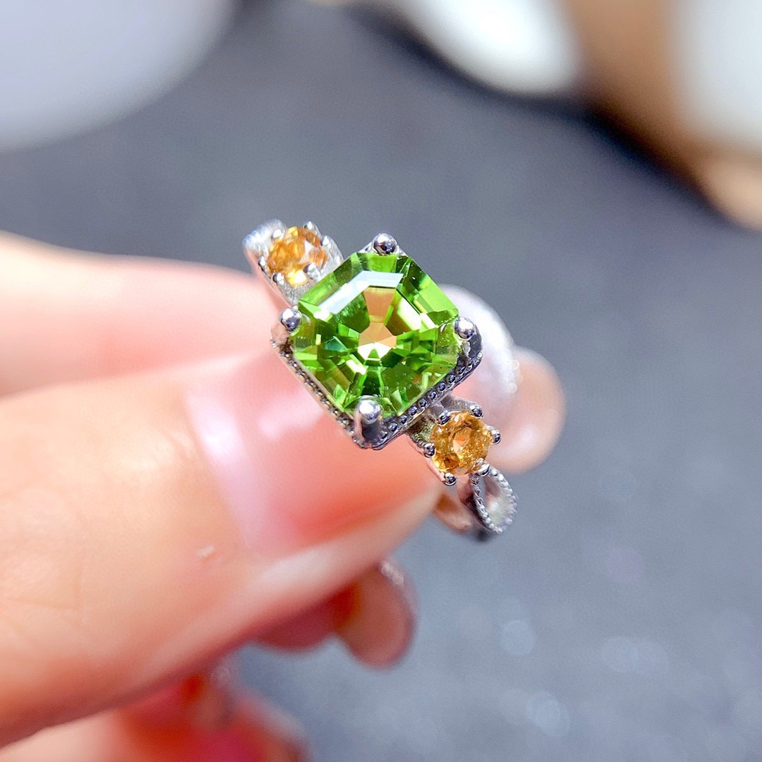 Sweet Square Copper Plating Zircon Open Ring 1 Piece