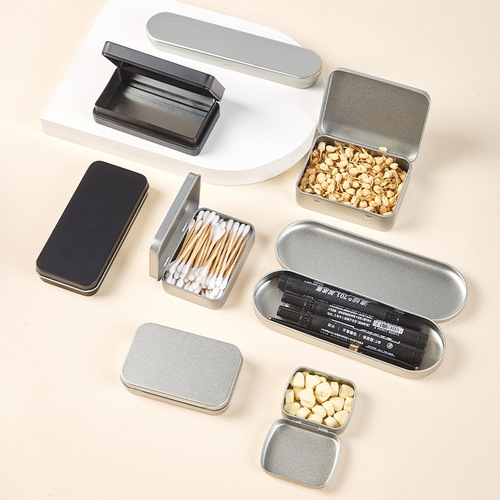 Tinplate box, beauty tools, USB flash drive, data cable, cosmetics and jewelry, one-piece flip cover, small item storage, can be printed