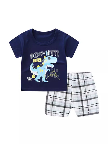 25 Summer Children's Cotton Short-Sleeve Set for Boys and Girls, Large Children's Two-Piece Set Children's Clothing