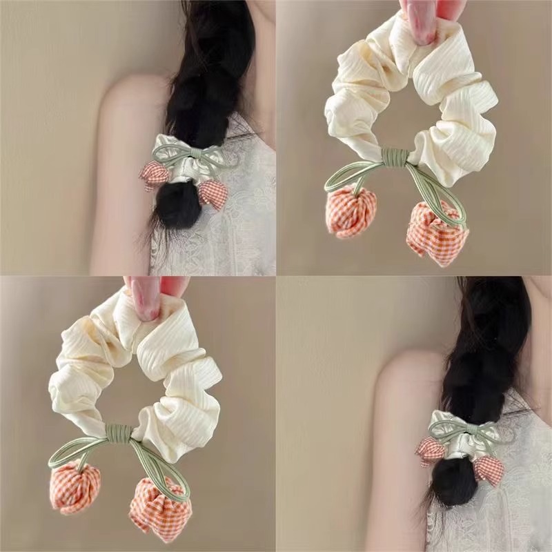 Mori pequeño círculo de cabello de intestino grueso fresco femenino de alta gama tulipán flor cuerda para el cabello temperamento todo fósforo cuerda para el cabello accesorios para el cabello