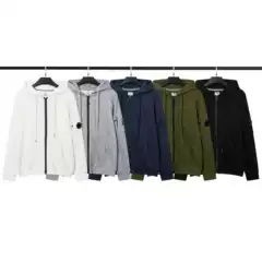 Cross-Border Cp Side Zipper Pocket Lens Company Unisex Zipper Hooded Trendy Solid Color Sweatshirt Loose