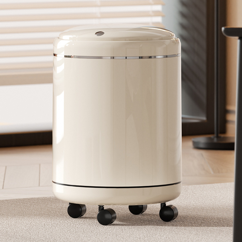 Living Room Trash Can Household High-End Large-Capacity Kitchen Toilet Bathroom Bedroom Trash Can with Lid and Wheels Living Room Trash Can Household High-End Large-Capacity Kitchen Toilet Bathroom Bedroom Trash Can with Lid and Wheels