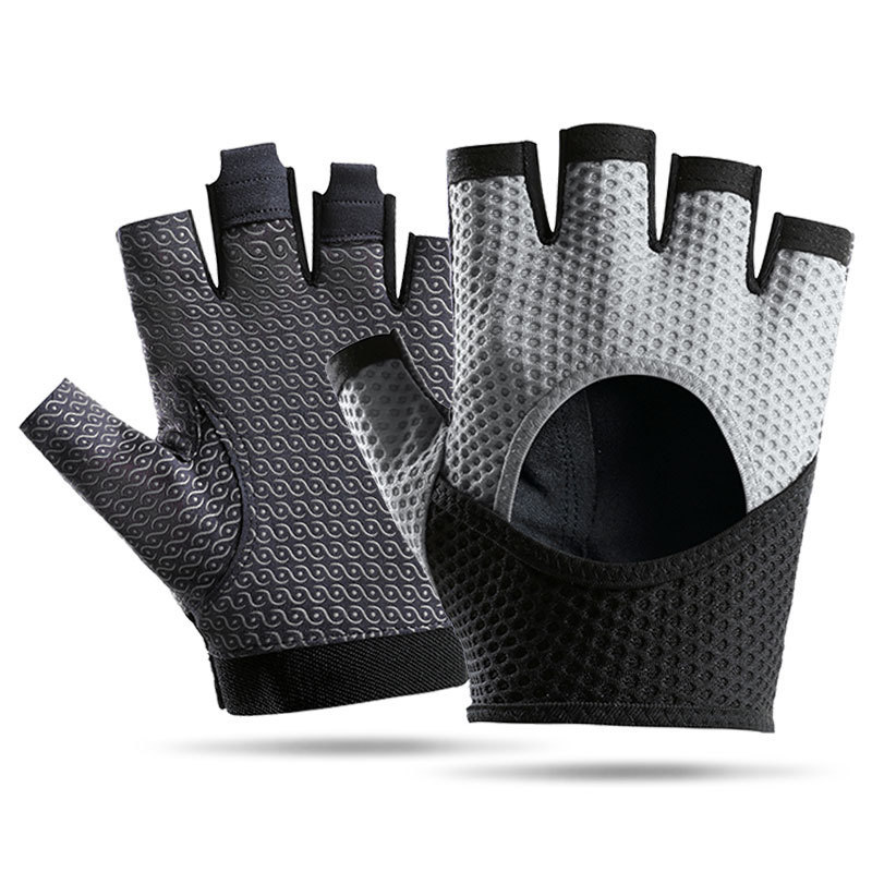 Guantes de fitness para hombres y mujeres, medio dedo, deportes al aire libre, antideslizante, resistente al desgaste, amortiguador suave, barra horizontal, guantes antideslizantes para montar
