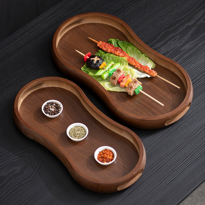 Thickened Bamboo Rectangular Tray for Commercial Barbecue Presentation, Home Use for Snacks, Fruits, Tea Cups, and Serving Dishes