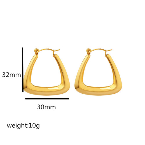 INS Fashion Women's Versatile Earrings Geometric 18K Gold Titanium Steel Smooth Pot Shape Hollow European and American Style Earrings Jewelry