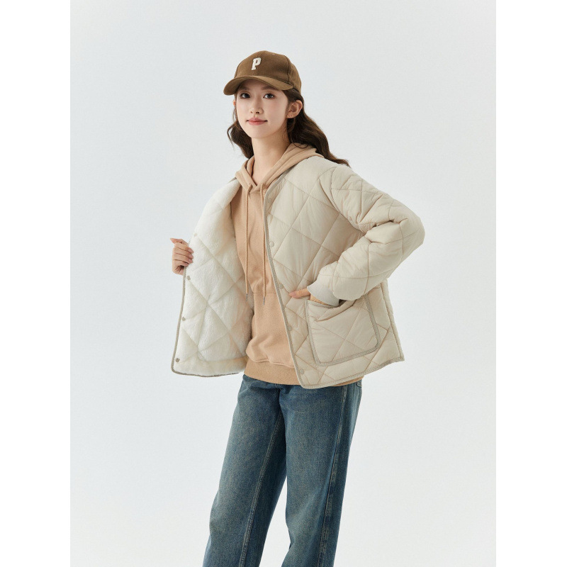 Manufacturer Wholesale Winter Women's Plus Size Thickened Velvet Warm Long-Sleeved Cotton Coat Women's Cotton Top