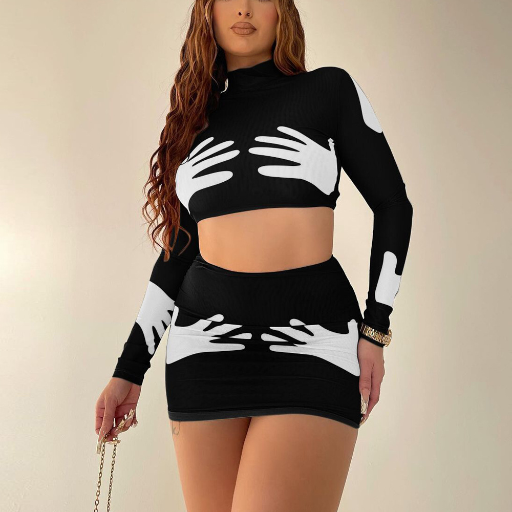 Skirt Co-ord Set Sets Type 2 Piece Set Quantity Street Women'S Streetwear 3D Print Polyester Printing Skirt Co-ord Set Skirt Sets
