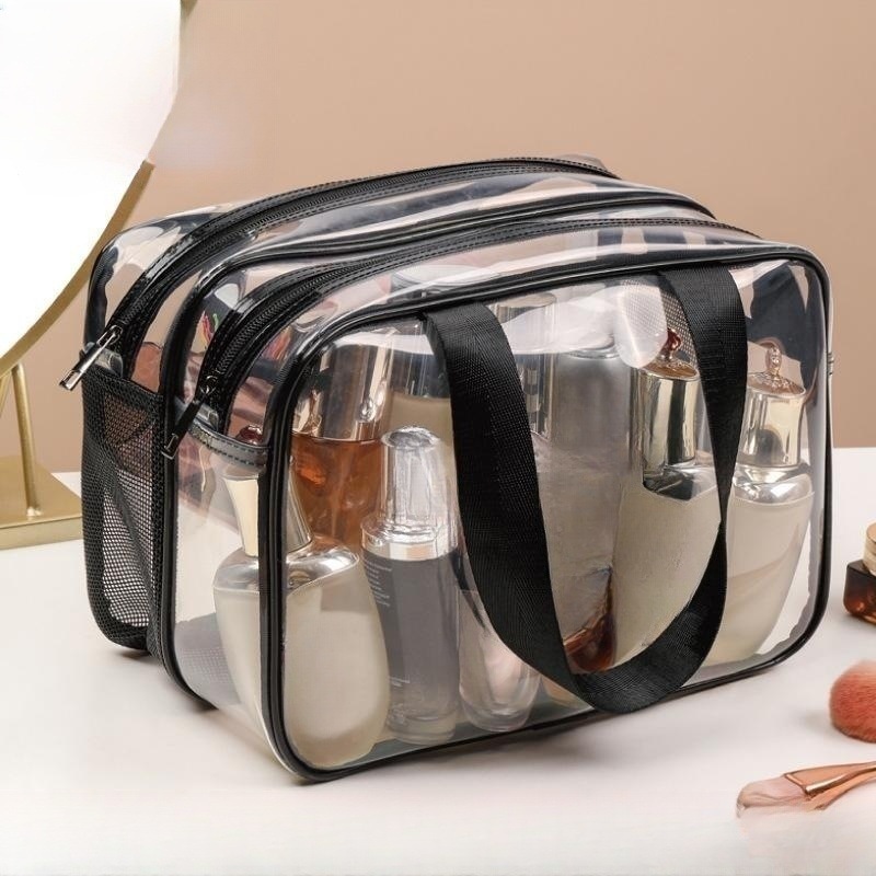Bolsa de Cosméticos al por Mayor del Fabricante, Bolsa de Almacenamiento de Viaje de Gran Capacidad, Bolsa de Aseo Transparente y Portátil, Bolsa Suave Impermeable con Separación para Seco y Húmedo