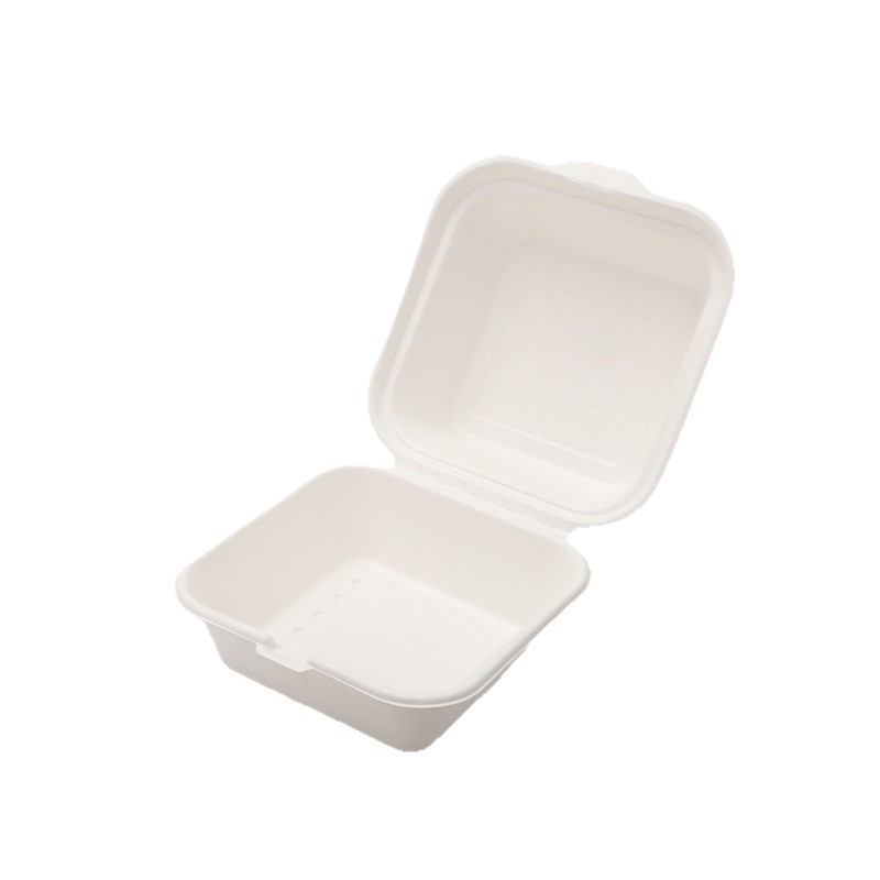 Caja de hamburguesas desechable personalizada Degradable Food Grade Commercial Cupertino caja de frita caja de bloqueo caja de pulpa doméstica
