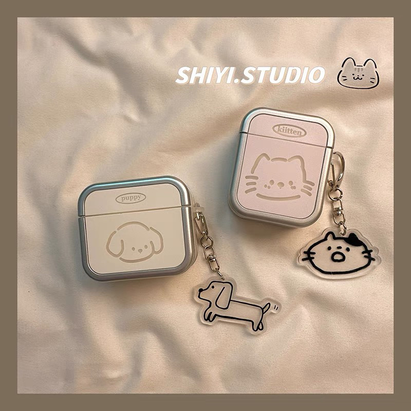 Korean Cute Cats and Dogs Suitable for Apple Earphone Shell Couple Blue Generation