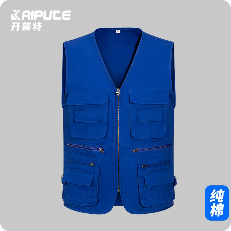 Трансграничный хлопок весенний летний жилет мужской фотографии жилет для альпинизма отдыха молнии трехмерный карман плеча рабочая одежда экспорт