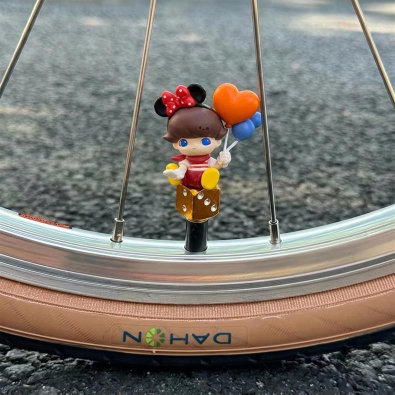 Cute bicycle Dimoo valve cap, universal for decorating Dahon, Brompton, folding, road, and mountain bikes
