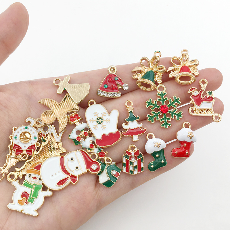 Alloy Material Christmas Festival 1 Set Alloy Christmas Tree Santa Claus Snowman Cute Christmas