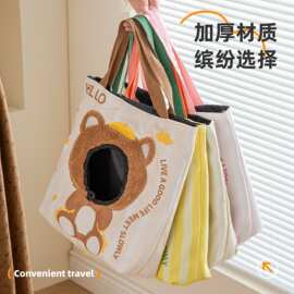 代发帆布宠物外出包批发手提猫咪包外出便携轻便款小型宠物露头透