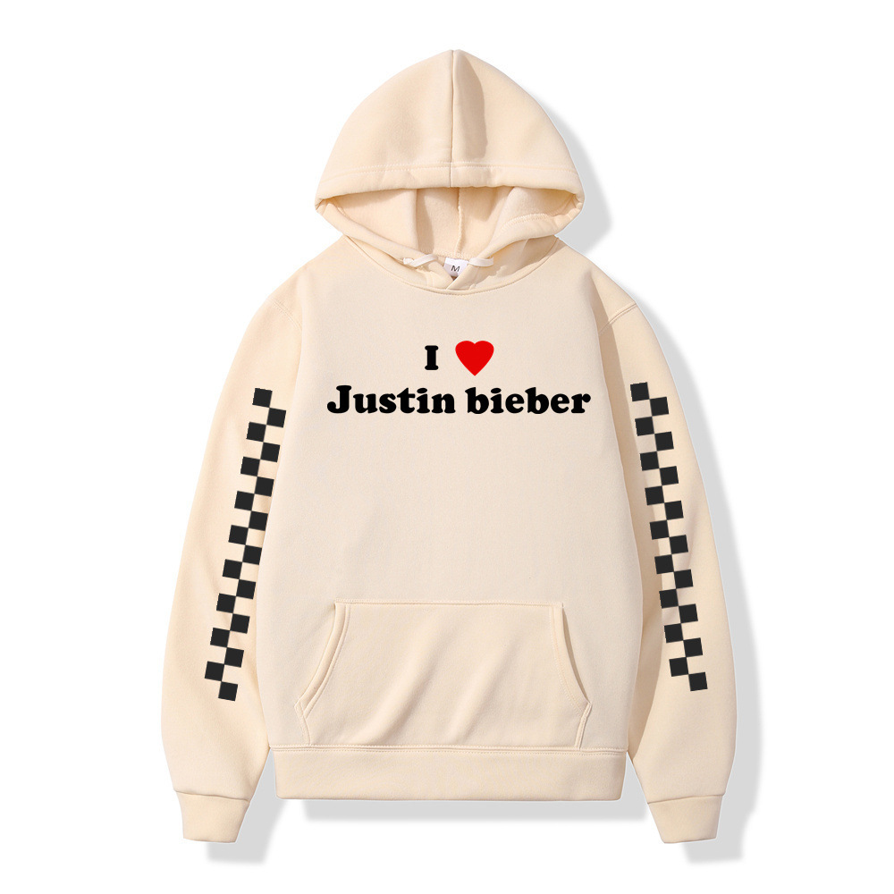 Winter Men Hoodies I love Justin Bieber Pullover Male Hooded