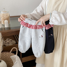 点兮冬季新款婴幼儿一体绒针织裤女宝宝洋气百搭加绒加厚休闲卫裤