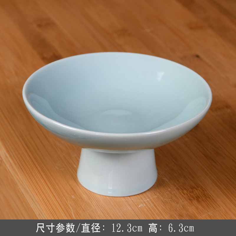青花磁器高脚果盤中国式陶磁器茶点盤乾ナッツ菓子大サイズ果物盤功盤茶室レストラン|undefined