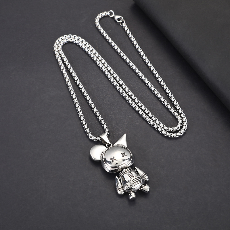 Autumn/Winter Sweater Chain Titanium Steel Versatile Accessories Instagram New Active Doll Pendant Necklace_voghion.com