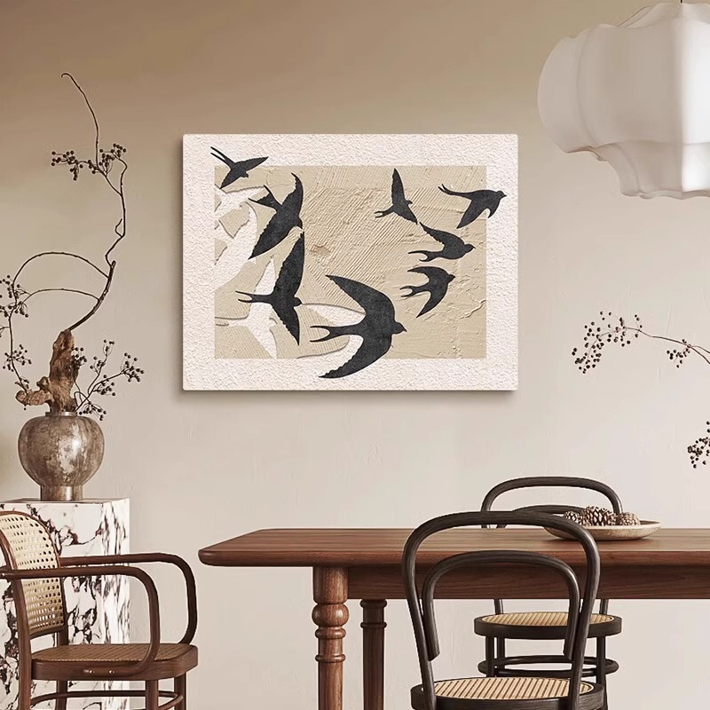 Mid-ancient style weak family meter box decorative painting 2025 advanced sense with switch box network cable wifi box blocking painting