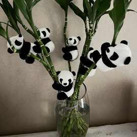 迷你熊猫夹子毛绒玩具小玩偶公仔盆栽卧室桌面小挂件可爱创意礼物
