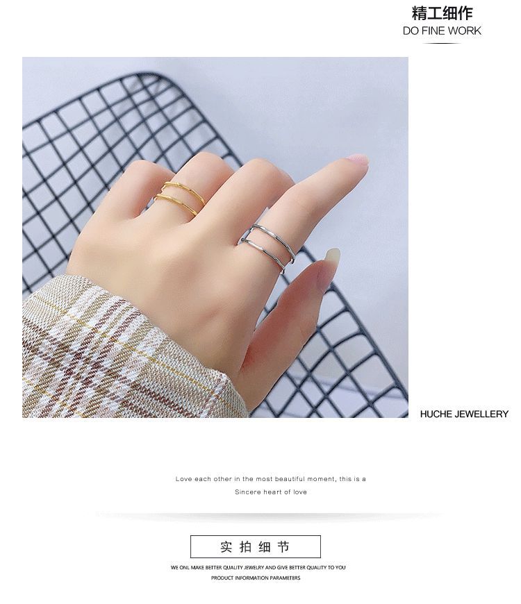 Fashion bamboo ring female double hollow creative simple fashion open ringpicture9