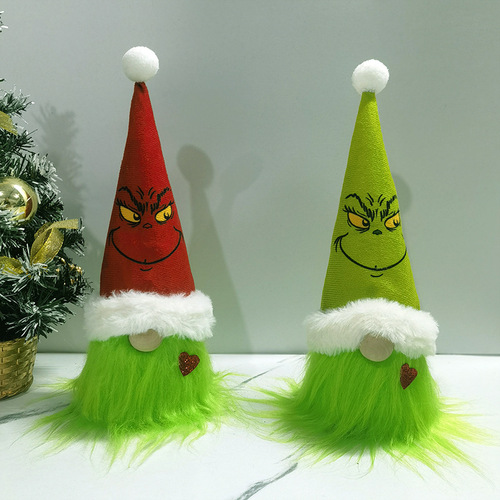 American-style Christmas decoration gift Grinch faceless Santa cartoon eccentric plush toy window display