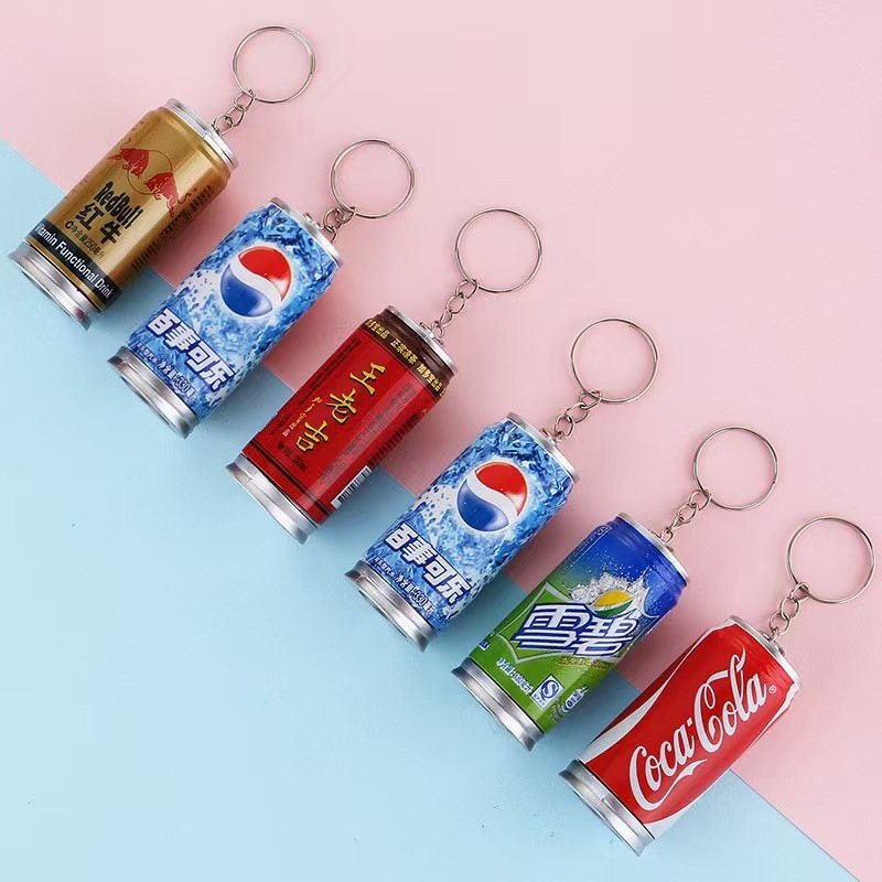 クリエイティブ伸縮ペン缶ボールペン模造飲料瓶キーホルダーミニコーラ雪碧ペンダントかわいい|undefined
