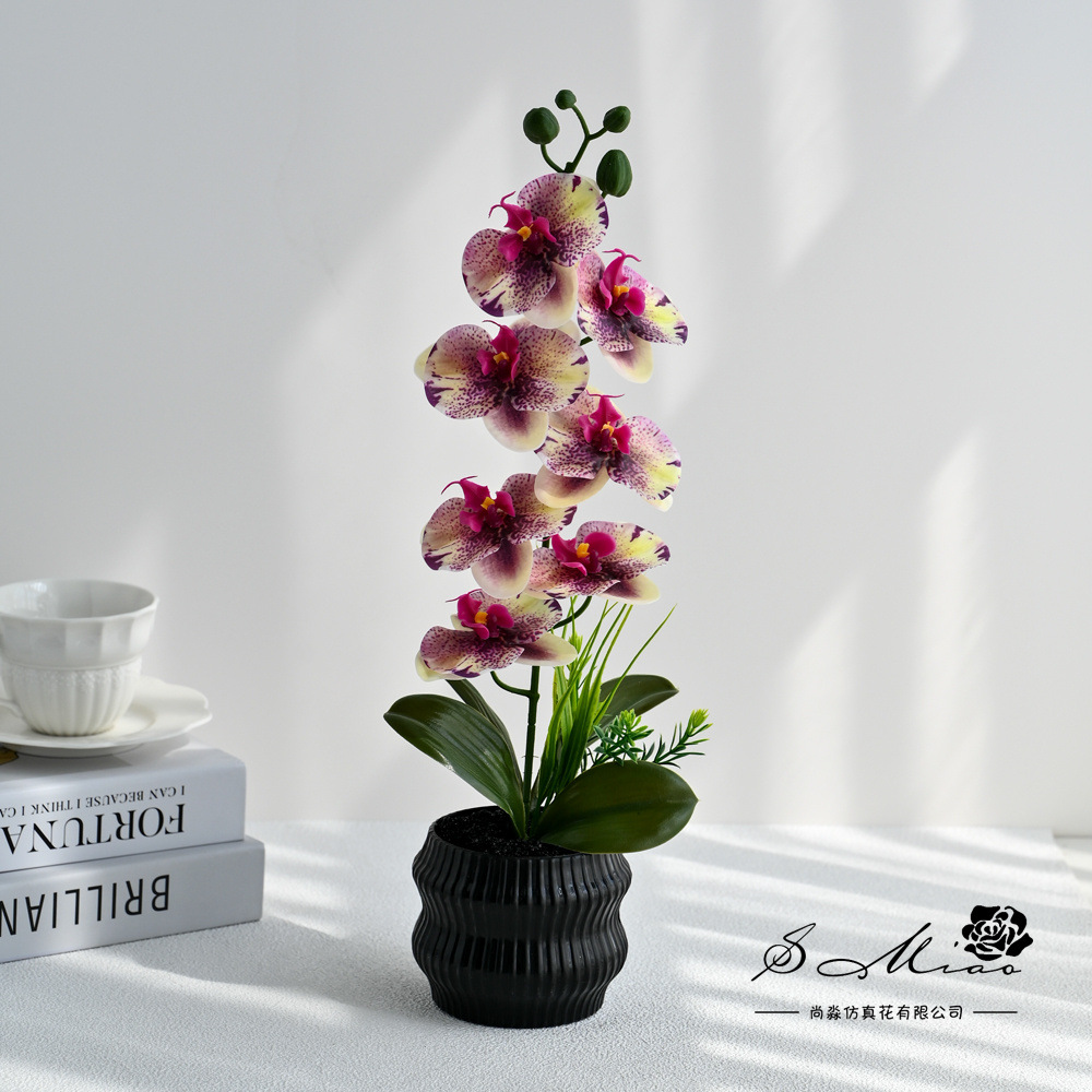 Transfronterizos grandes 7 flores mariposa orquídea bonsai simulación maceta flores falsas decoración del hogar fotografía de bodas flores artificiales adornos
