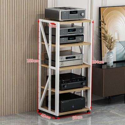 Home Mobile Audio Cabinet, Electric car big tripod - 5-layer-c-style-white-frame-light-walnut-board