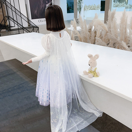 Not sold separately, Elsa Princess Scarf Frozen Elsa Scarf for Girls, net chiffon, windbreaker length, floor-length