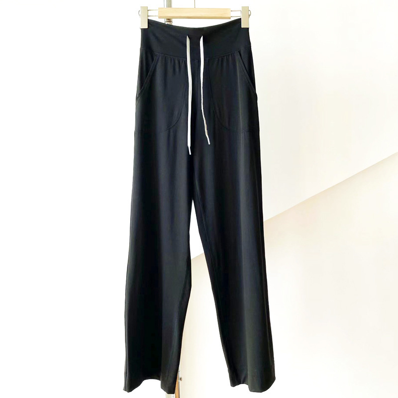Lulu Yoga Pants Straight Leg Elastic High-Waist Wide Leg Loose Fitness Running Casual Outdoor Women's Autumn Pants