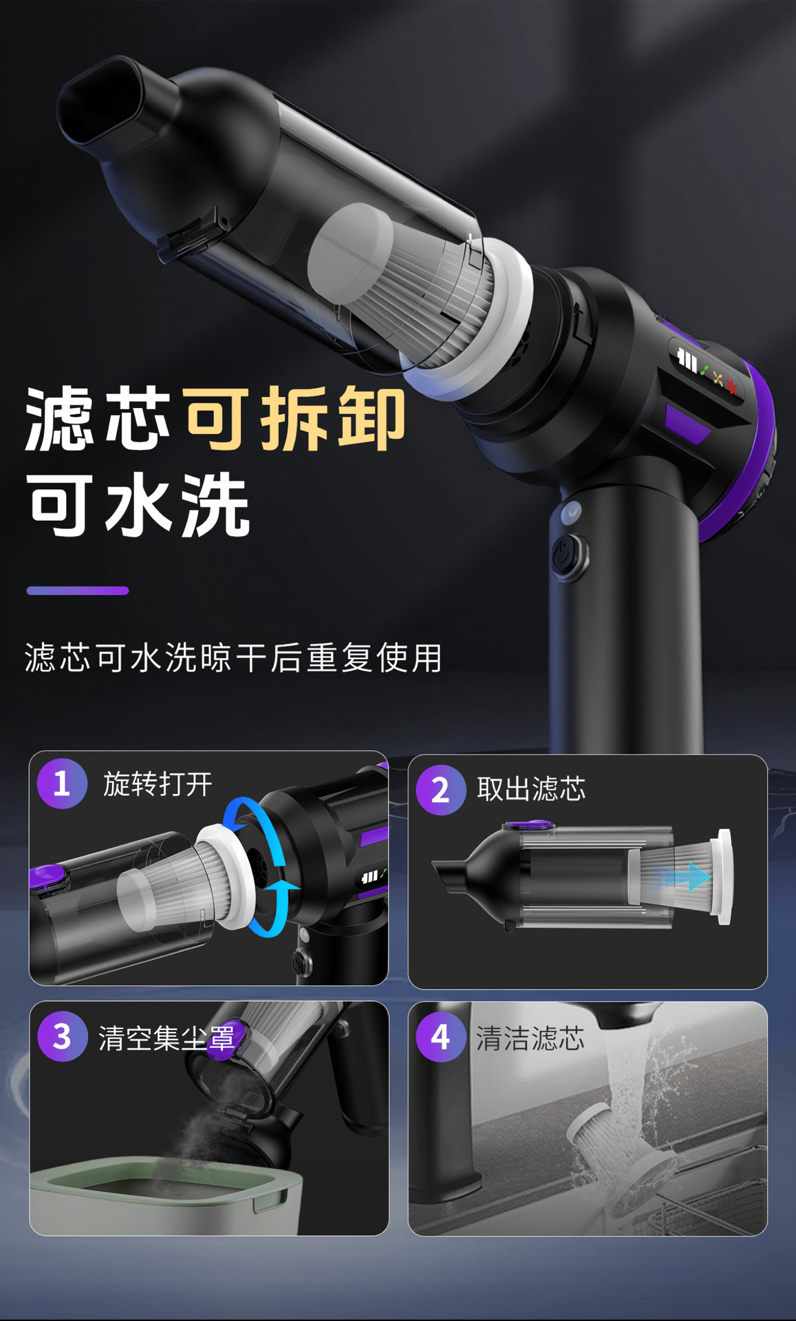 Car Vacuum Cleaner Wireless Digital Display One-Piece Dust Blowing and Suction Integrated Handheld Dust Blowing and Air Extraction Small Mini Vacuum Cleaner