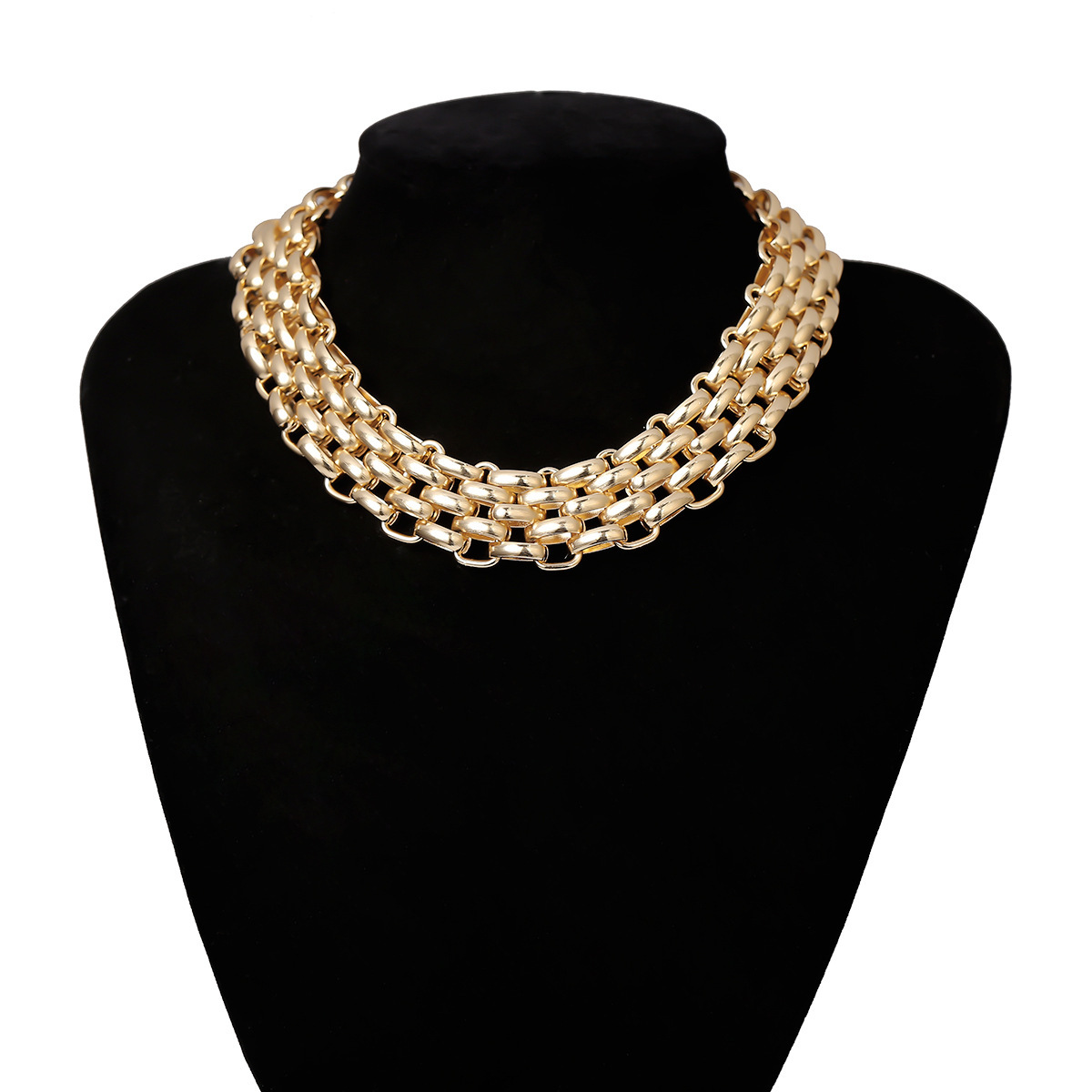 Plating Design Retro Cool Style Solid Color Alloy Plating Women's Choker