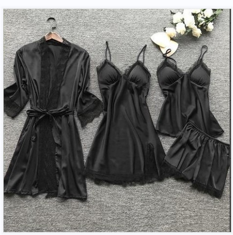 Women's Sexy Solid Color Imitated Silk Polyester Lace Shorts Sets display picture 6