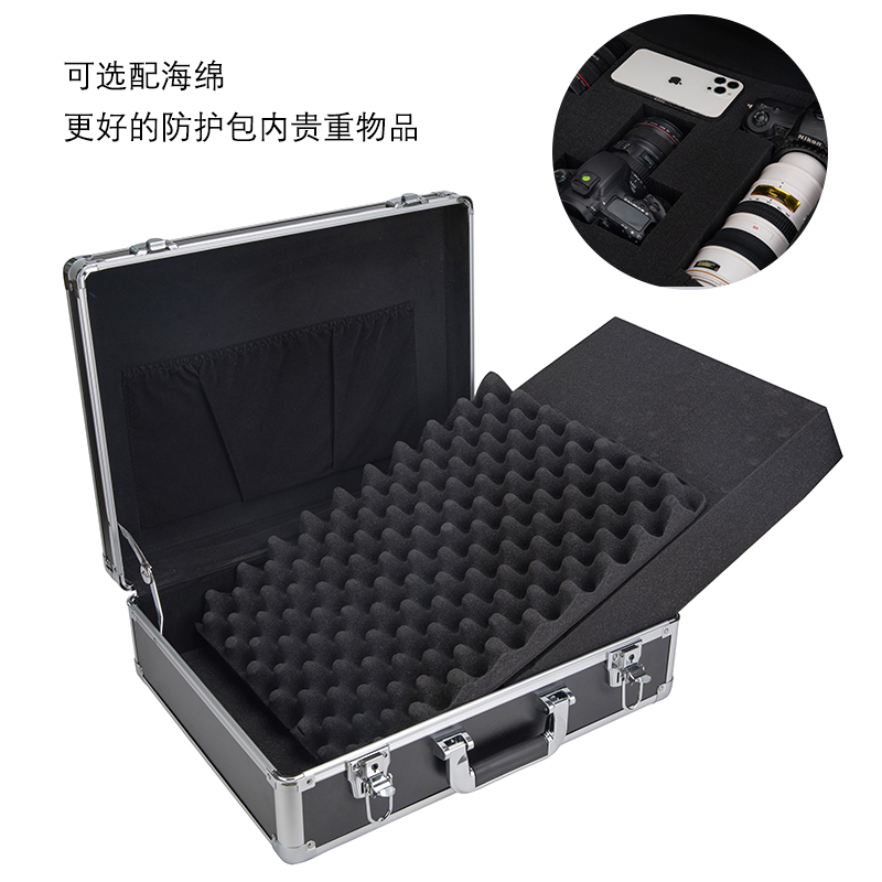 Caja de herramientas de hardware portátil Caja de almacenamiento de aluminio Caja de tarjeta de sonido Caja de archivo Caja de contraseña de aleación de aluminio Caja de instrumentos multifunción