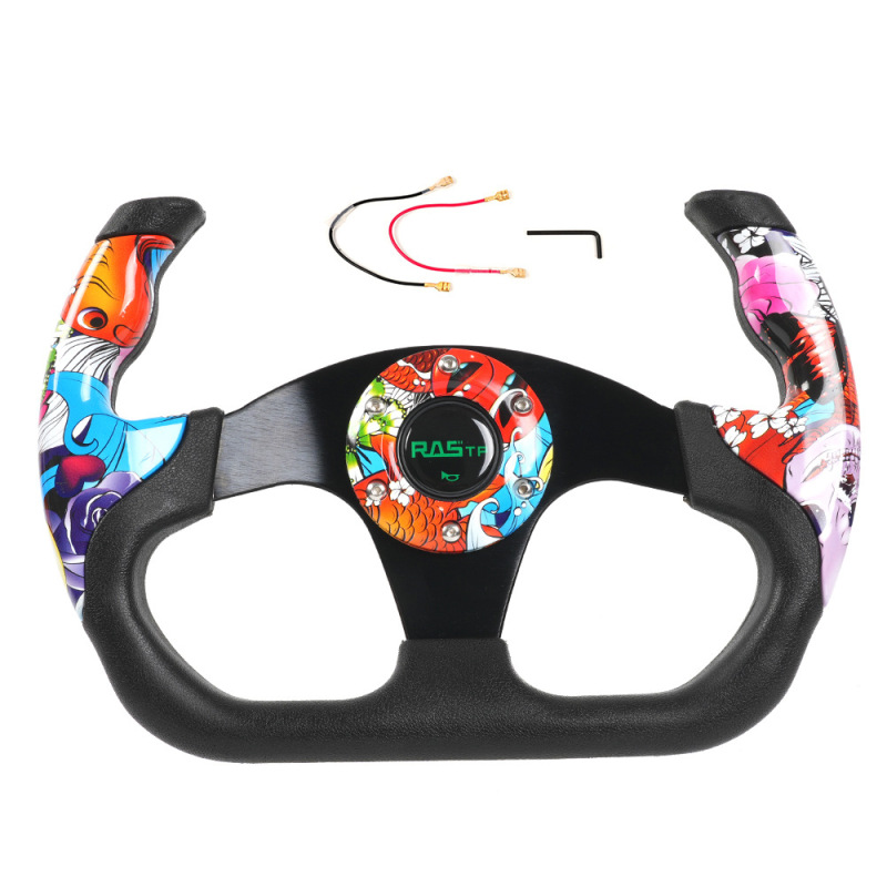 車のハンドルの個性はレーシングゲームのビーチカーのカートの13インチのステアリングホイールの落書きのステアリングを改造します。|undefined
